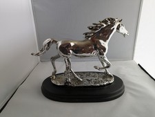 Horse Sculpture In Silver with Black Base Horse Statue Home Decor