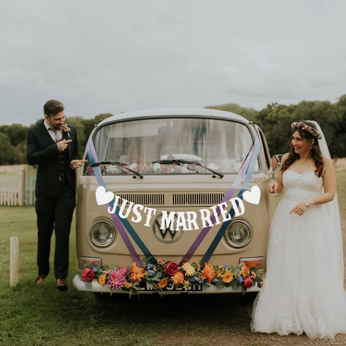 Just married wedding bunting - just,