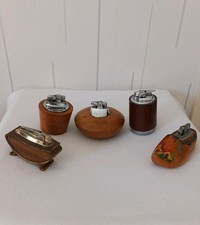 Joblot Vintage Cigarette Lighters Table Lighters Wooden Ronson And Others