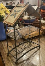 Lovely Floral Mosaic Roof Detail Heavy Iron Wine Rack / Indoor Log Store