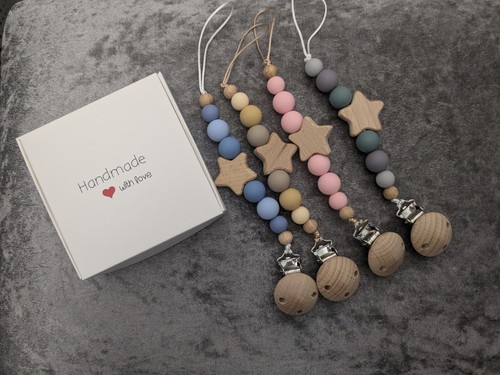 Wooden baby dummy clips - wooden,