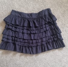 Womens Joules Navy Ruffle Mini Skirt With Side Zip. UK Size 10