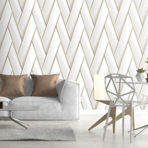 Off white geometric wallpaper - white,