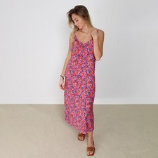 Womens Pink Floral Strappy Summer Dress Size 8 - 18