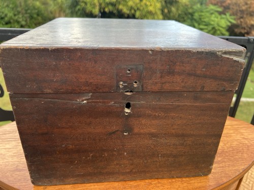Small antique wooden box brass - small,