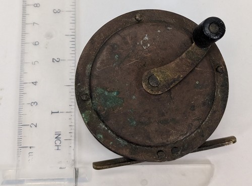 Antique brass fishing reel - antique,