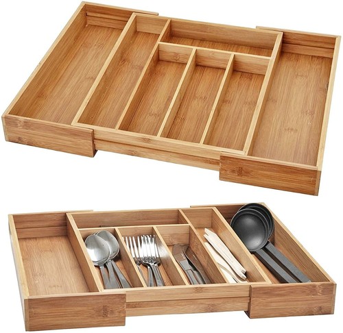 Extendable bamboo cutlery tray - cutlery,