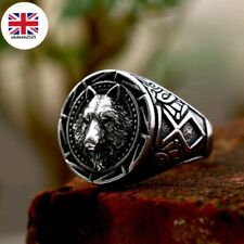 Nordic Viking Wolf Head Men Ring Stainless Steel Slavic Celtic Wolf Totem US 11