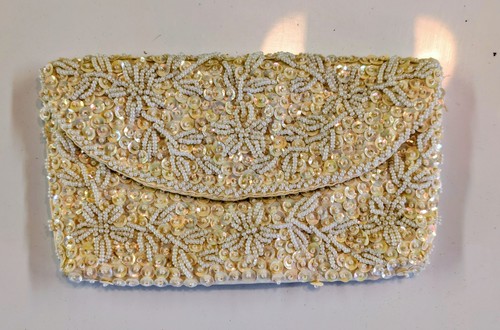 Vintage 50s cream beaded - beaded, &