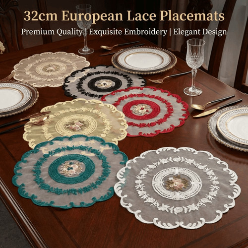 Lace trim embroidered table - lace,