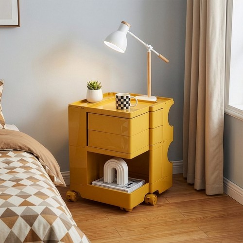 Mobile storage cart wheels - on,