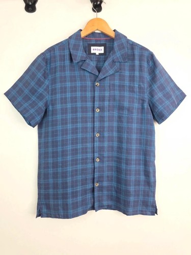 Brora blue linen shirt mens - linen,