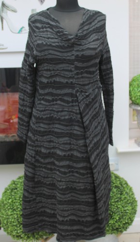 Oska black grey midi - black/grey, dress