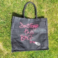 LULU GUINNESS Jute Black Red Shopping Tote Don’t Forget This Bag For Life Tesco