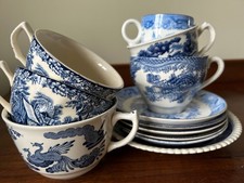 6 Vintage Mismatched Blue and