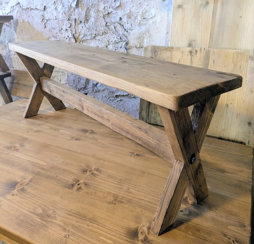Rustic pine legs bench - rustic,