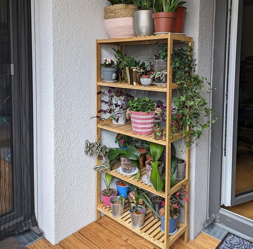 Wooden bathroom shelving unit - bathroom,