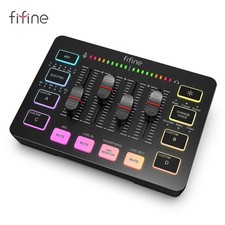 FIFINE Audio Mixer Gaming, Streaming , 4Channel, Podcast, RGB, XLR MIC Interface
