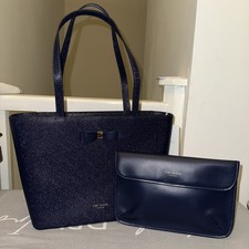 Ted Baker JJESICA Navy Leather Bow Detail Shopper Bag with Pouch & Dust Bag. New