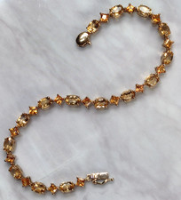 9ct Yellow Gold Tennis Bracelet Citrine and Sapphire Stones Hallmarked 19cm  Fri
