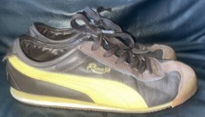 MENS SIZE 9 EUR 43 BROWN AND YELLOW PUMA ROMA 68 TRAINERS LACE UP FASTEN