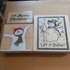 PSX - K-1810 "" LET IT SNOW SNOWMAN"" RARE RUBBER STAMP - plus 2 others
