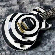 Professional Zakk Wylde bullseye white & Black Electric Guitar EMG Pickups Gold