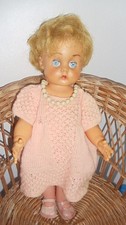 VINTAGE 1960's CHILTERN DOLL 16" HAND KNIT OUTFIT POPPER BEADS