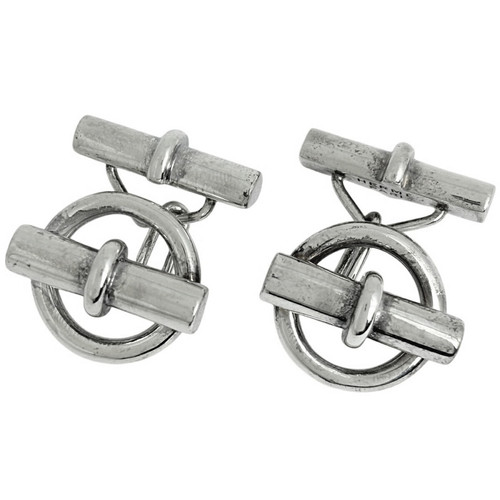 Hermes cufflinks silver round - cufflinks,