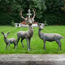 Majestic Stag Family Garden Statues – Life-Size Deer Stag Ornaments (Set of 3)