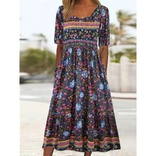 Women Summer Beach Floral Midi