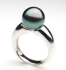 AA 10mm Tahitian Black Pearl Ring Pacific Pearls® Elegant pearl rings for brides