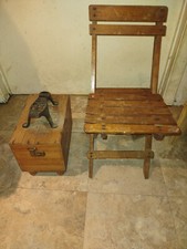 Antique Handmade Wood Shoe Shine Chair and Box with original  accessories. Nice