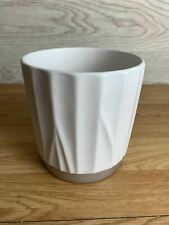5" White Ceramic Plant Pot Planter Ribbed Textured Modern Indoor Decorative