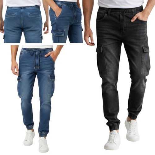 Mens cargo denim jeans regular - jeans,