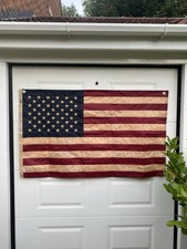 USA American Flag Vintage look Linen Stars & Stripes Canvas Large Size 3x6ft