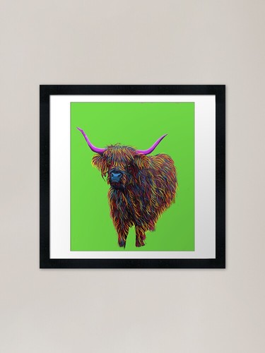 Highland bull framed - highland, art