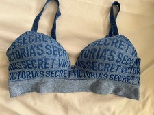 Victoria Secret Blue Bralette Size L Stretch Straps 