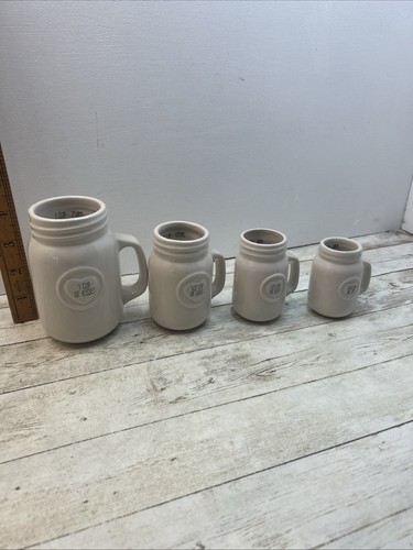 Ceramic measuring cups - measuring, white