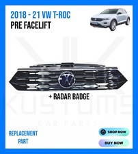 VOLKSWAGEN VW T-ROC 2018 - 2021 FRONT BUMPER CENTRE GRILL & BADGE - GLOSS BLACK