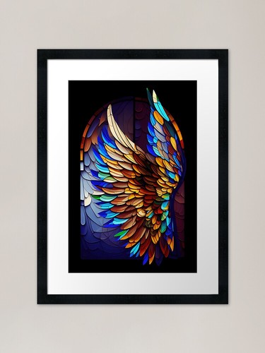 Wings stained glass framed - glass,