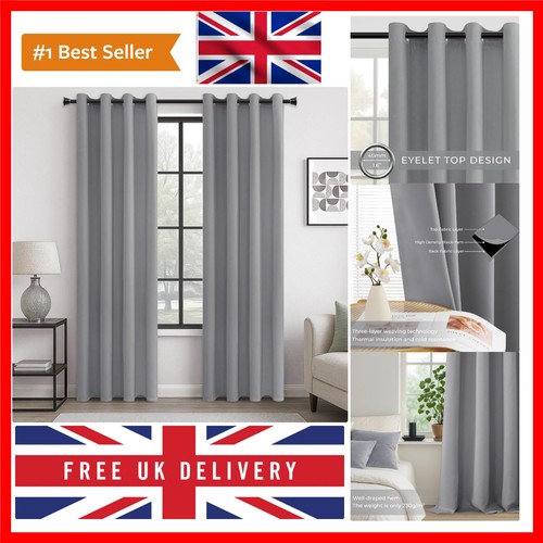 Grey blackout eyelet - blackout, curtains