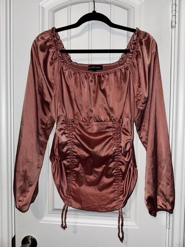 Mauve pink satin ruched - mauve,