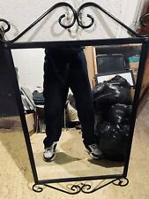 Large Wall Mirror with Black Decorative Metal Surround indoors or outdoors use