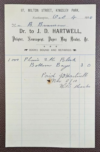 1910 hartwell printer - d.,