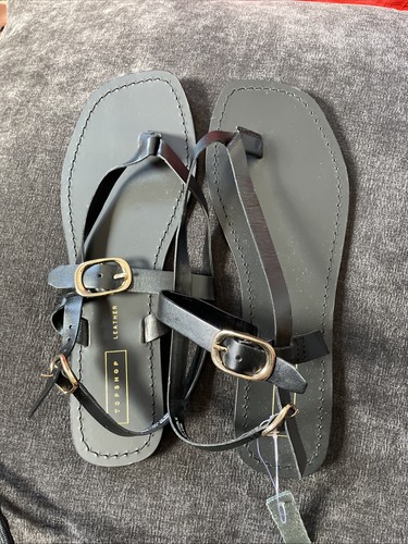Topshop black leather sandals - topshop,