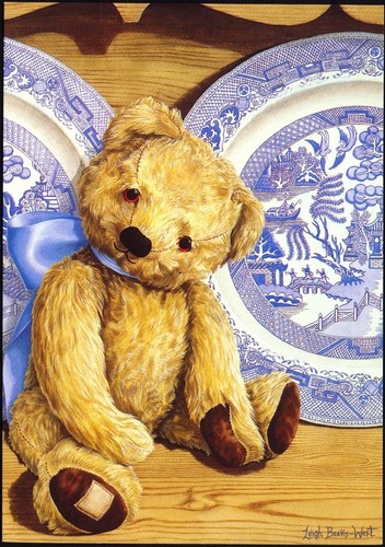 Modern postcard teddy bear - teddy,