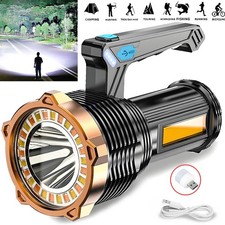 High Powered LED Flashlight Super Bright Torch USB Rechargeable Lamp