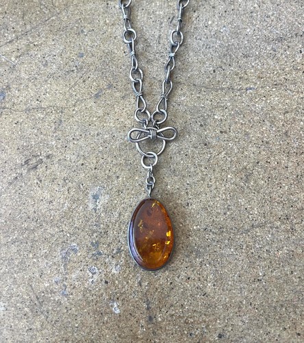 Vtg silver chain necklace - silver,