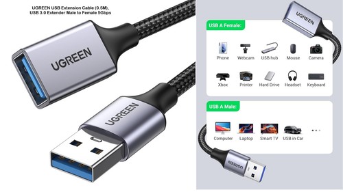 Ugreen usb extension cable - usb,